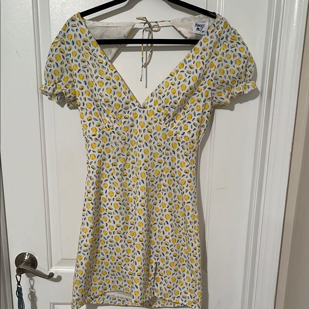 Princess Polly Lemon and Blue Leaf Dress